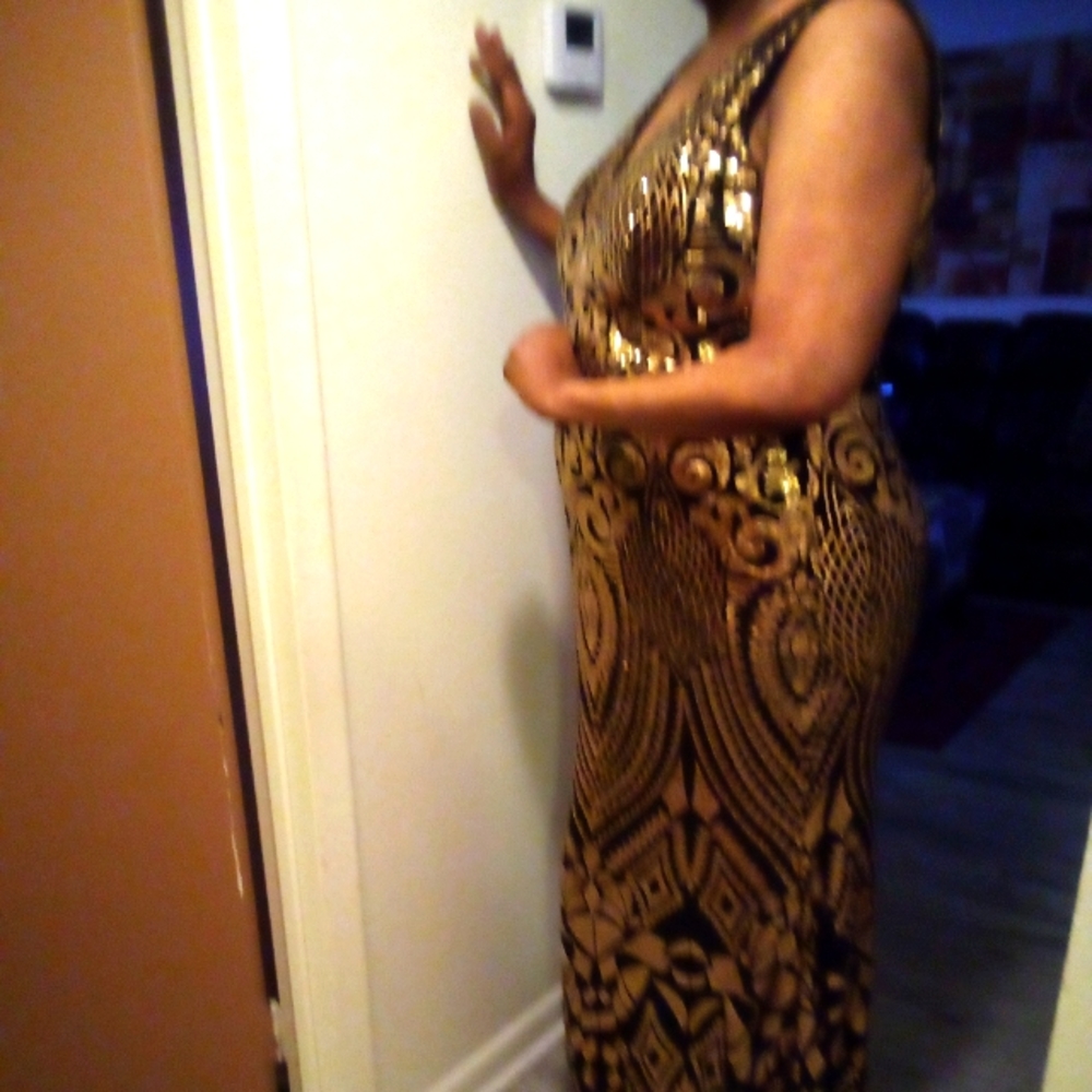 Black and gold sequin gown, never worn.